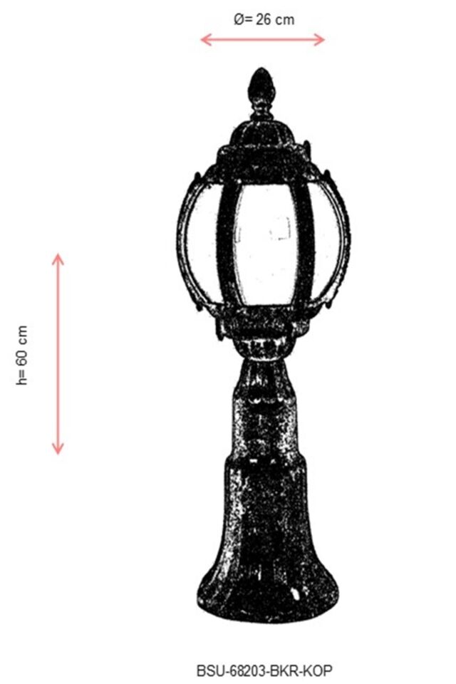 Bahçe Set Üstü Aydınlatma E27 12W 26cm ABS Kahverengi Dorbien-BSU-68203-BKR-KOP