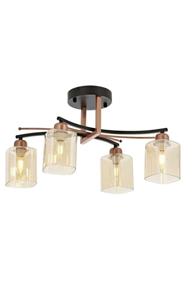 Asya Klasik Avize E14 24W 60x30cm Metal Siyah Avonni-AR-1867-4BSY