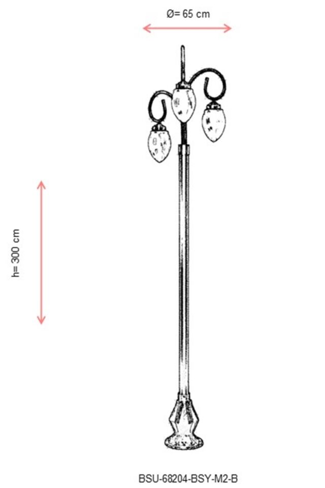 Bahçe Set Üstü Aydınlatma E27 36W 65cm Çelik Boru Siyah Dorbien-BSU-68204-BSY-M2-B