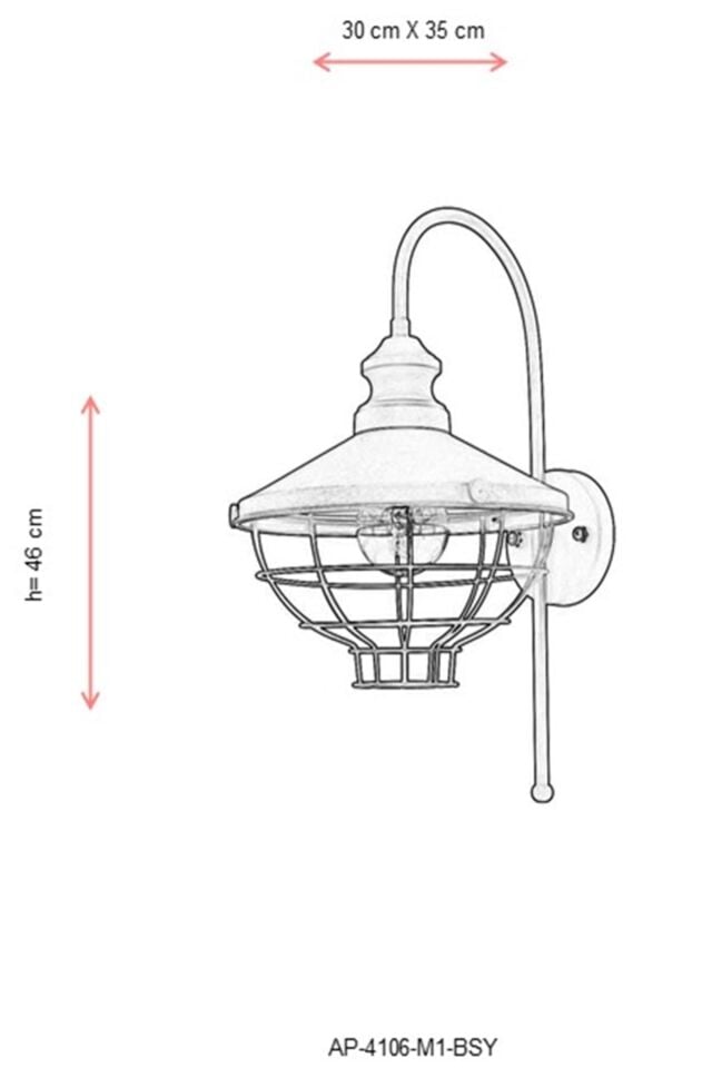 Akasya Aplik E27 12W 30x35cm Metal Siyah Avonni-AP-4106-M1-BSY