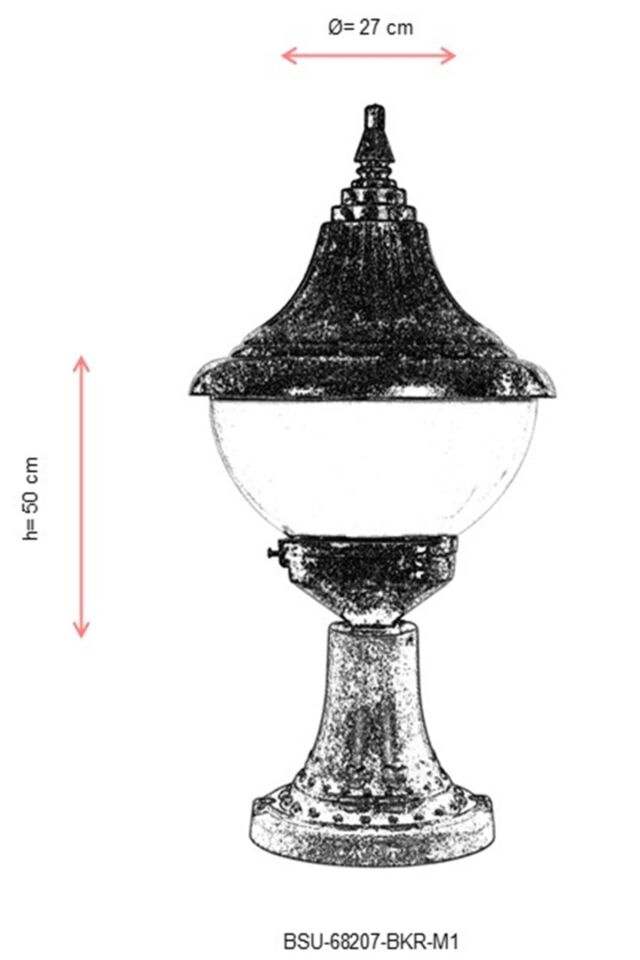 Bahçe Set Üstü Aydınlatma E27 12W 27cm ABS Kahverengi Dorbien-BSU-68207-BKR-M1