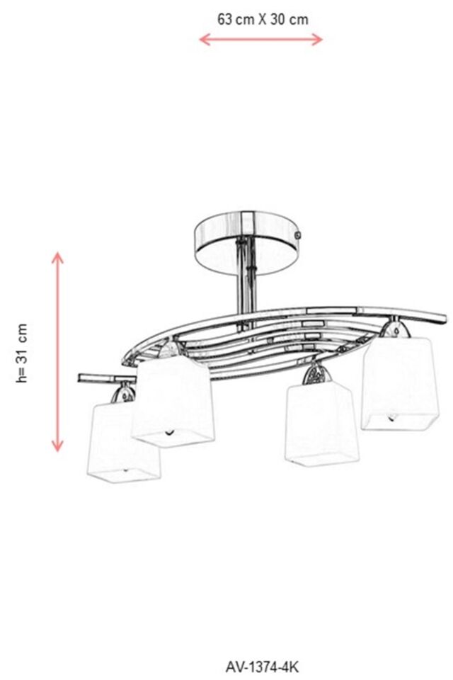 Sena Modern Avize E27 48W 63x30cm Metal Krom Avonni-AV-1374-4K
