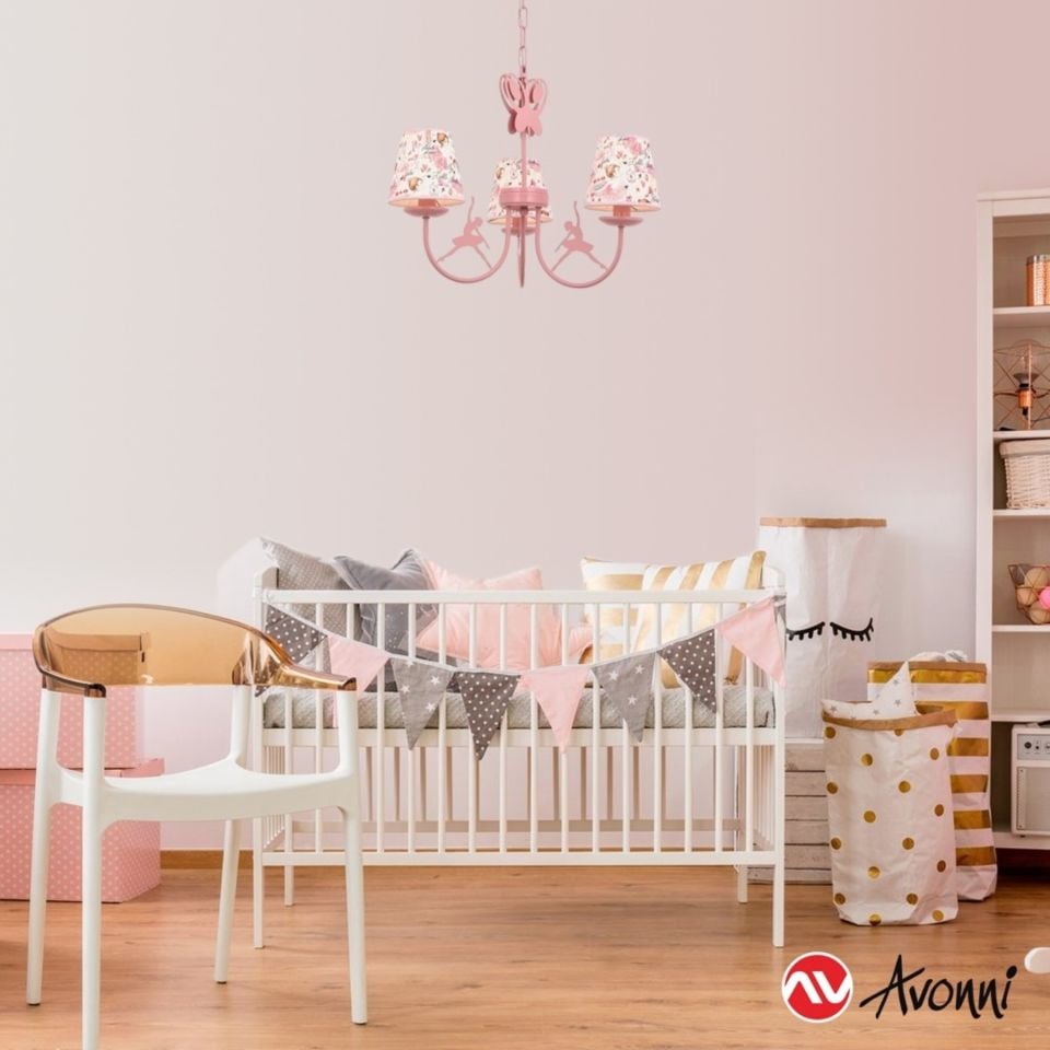 Omega Modern Avize E14 18W 52cm Metal Pembe Avonni-AV-1416-BALLERINA