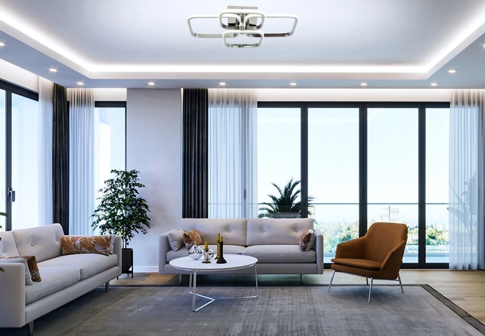 Fly Modern Avize LED 49W 56x46cm Alüminyum Profil Krom Dorbien-AR-6101-4K