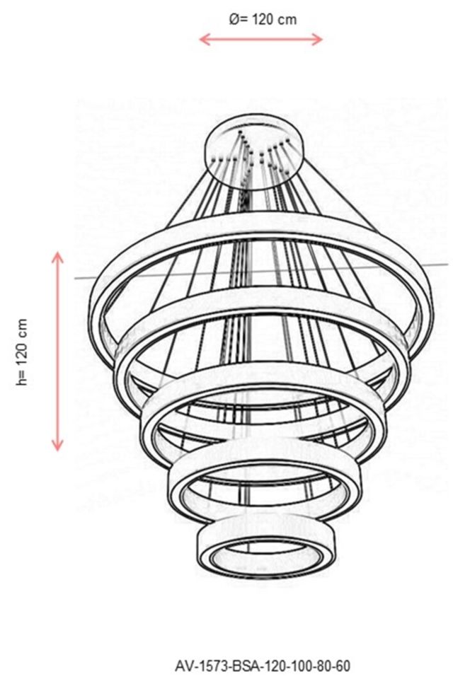 Ada Modern Avize LED 440W 120cm Metal Sarı Avonni-AV-1573-BSA-120-100-80-60