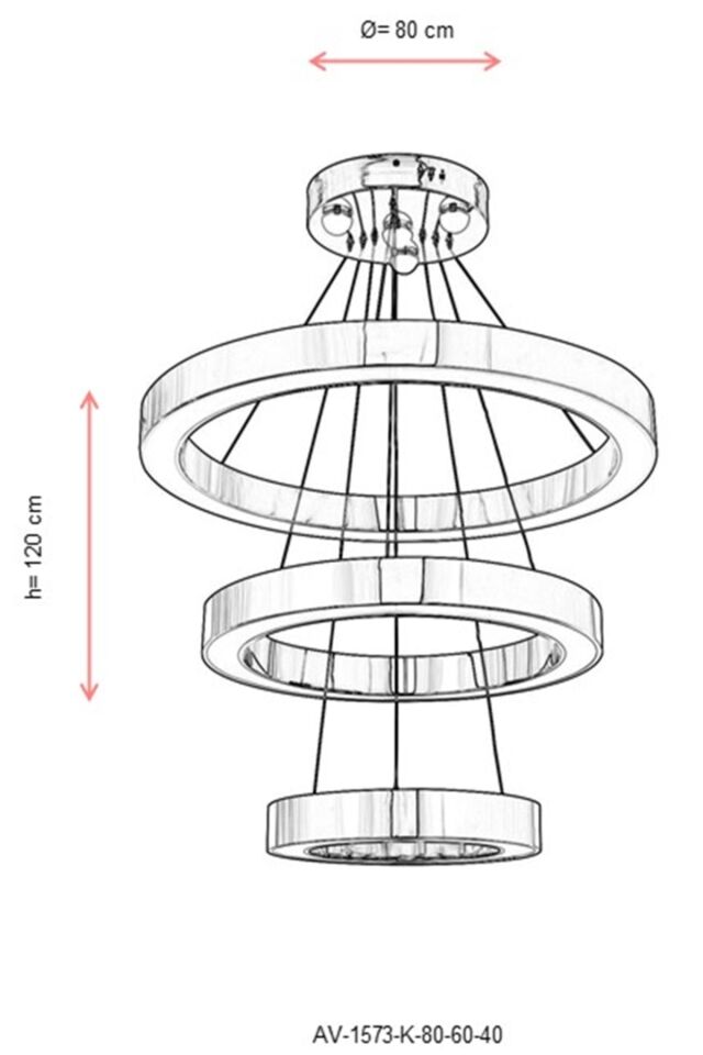 Ada Modern Avize LED 190W 80cm Metal Krom Avonni-AV-1573-K-80-60-40