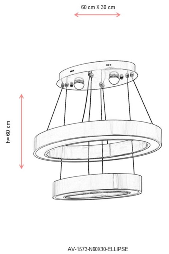 Ada Modern Avize LED 75W 60x30cm Metal Nikel Avonni-AV-1573-N60X30-ELLIPSE