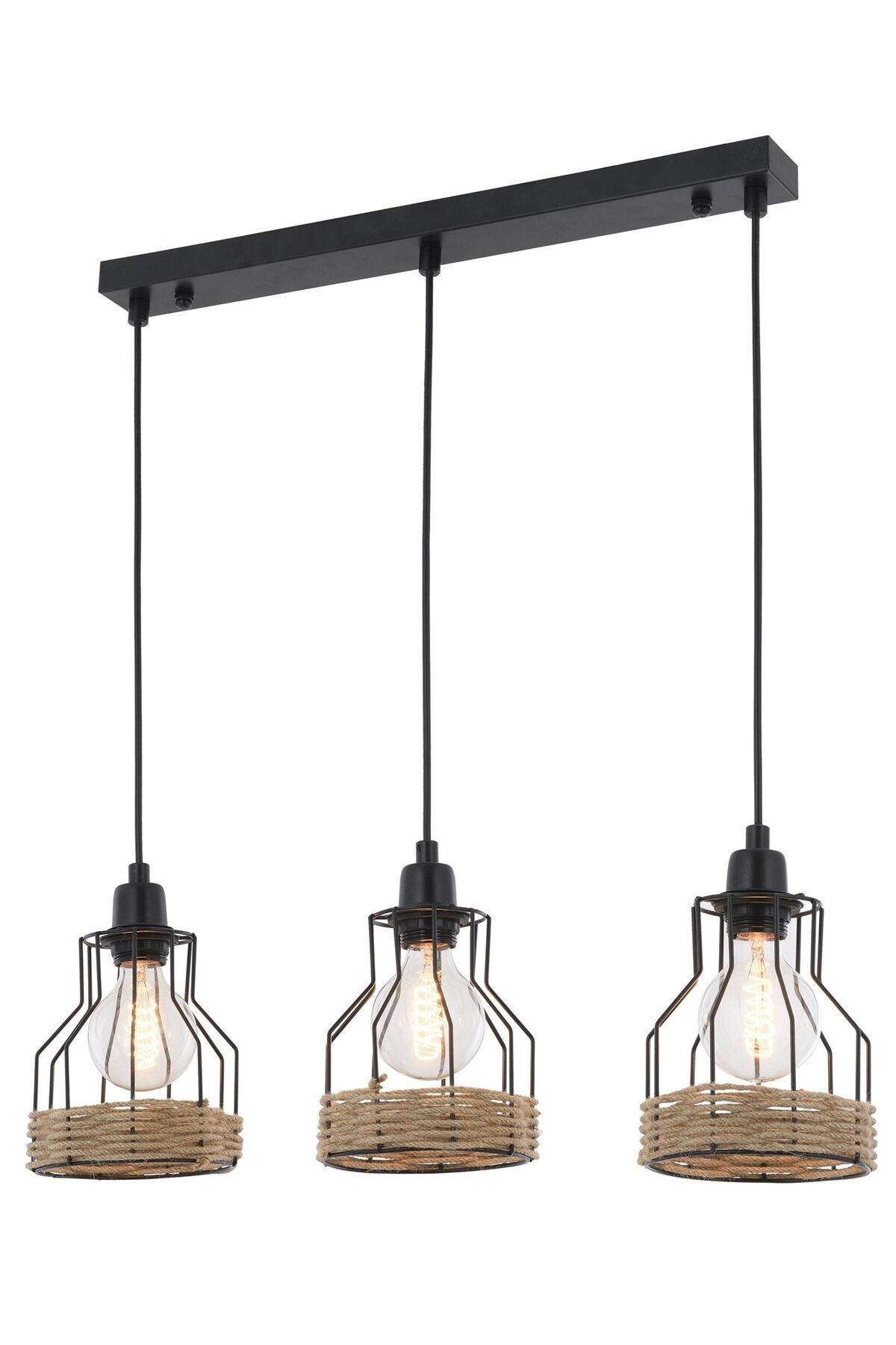 Hira Modern Avize E27 36W 55x15cm Metal Siyah Avonni-AV-1584-3Y-BSY