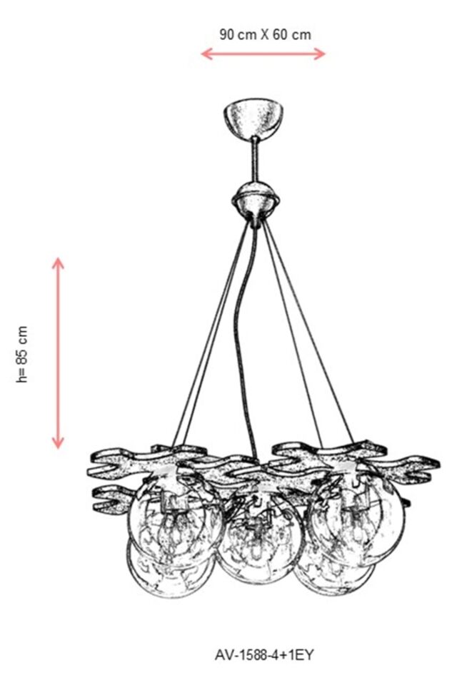 Tosya Modern Avize E27 60W 90x60cm Metal Eskitme Avonni-AV-1588-4+1EY