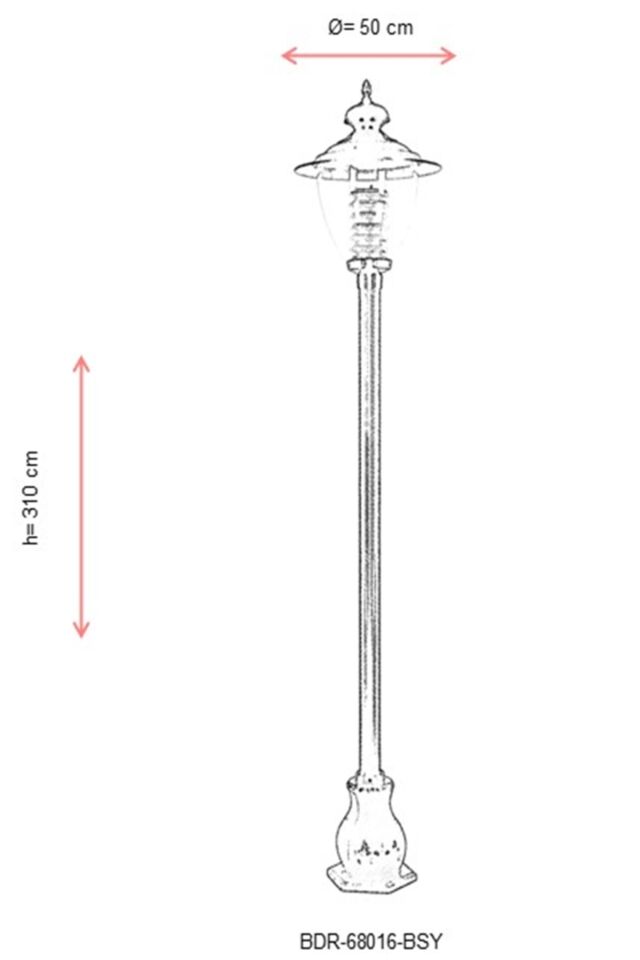 Bahçe Direkleri E27 12W 50cm Alüminyum Siyah Dorbien-BDR-68016-BSY