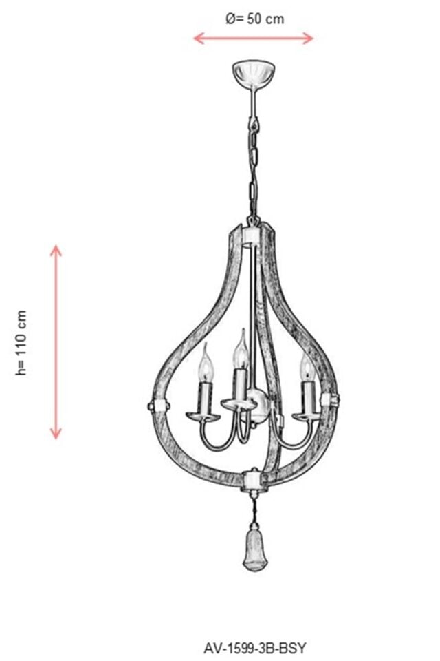 Bella Modern Avize E14 18W 50cm Metal Siyah Avonni-AV-1599-3B-BSY
