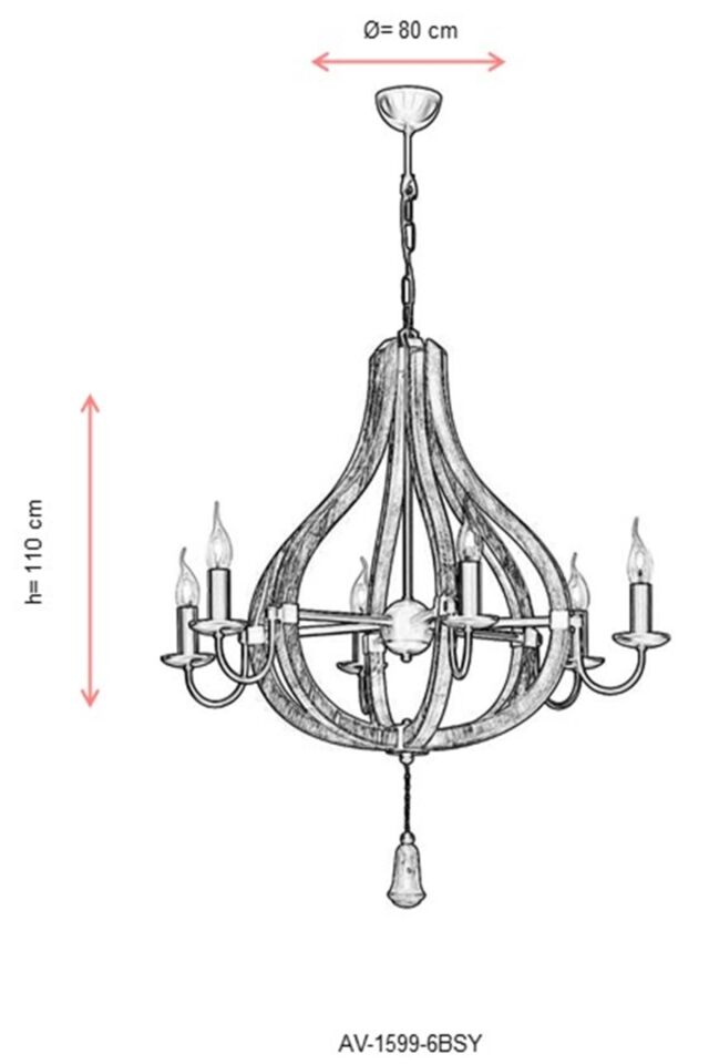 Bella Modern Avize E14 36W 80cm Metal Siyah Avonni-AV-1599-6BSY