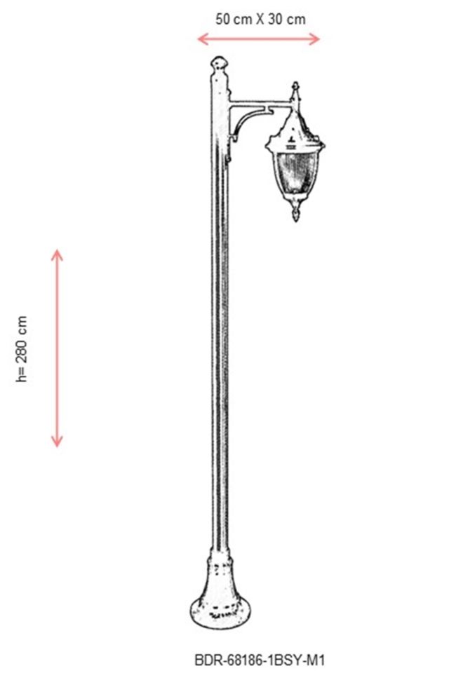 Bahçe Direkleri E27 12W 50x30cm Çelik Boru Kahverengi Dorbien-BDR-68186-1BSY-M1