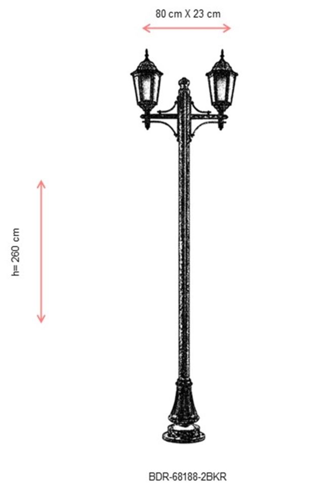 Bahçe Direkleri E27 24W 80x23cm Çelik Boru Kahverengi Dorbien-BDR-68188-2BKR