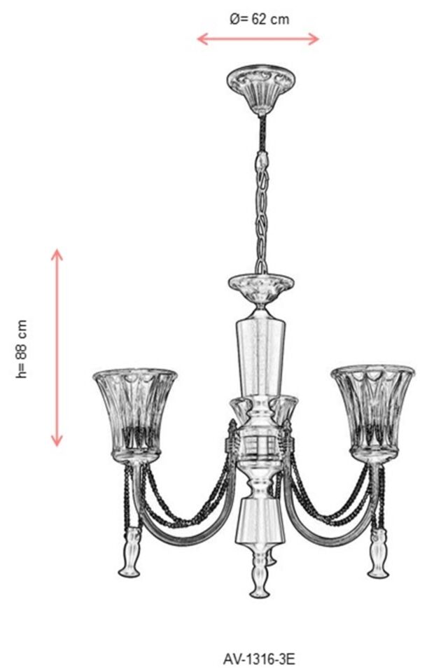 Derya Klasik Avize E27 36W 62cm Metal Eskitme Avonni-AV-1316-3E