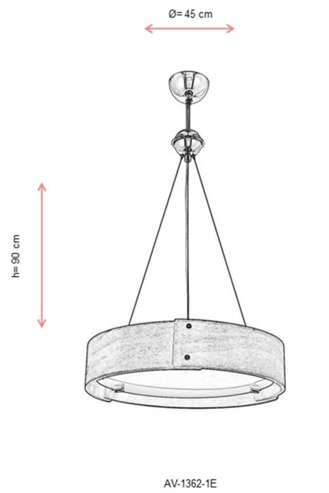Henna Modern Avize E27 36W 45cm Ahşap Eskitme Avonni-AV-1362-1E