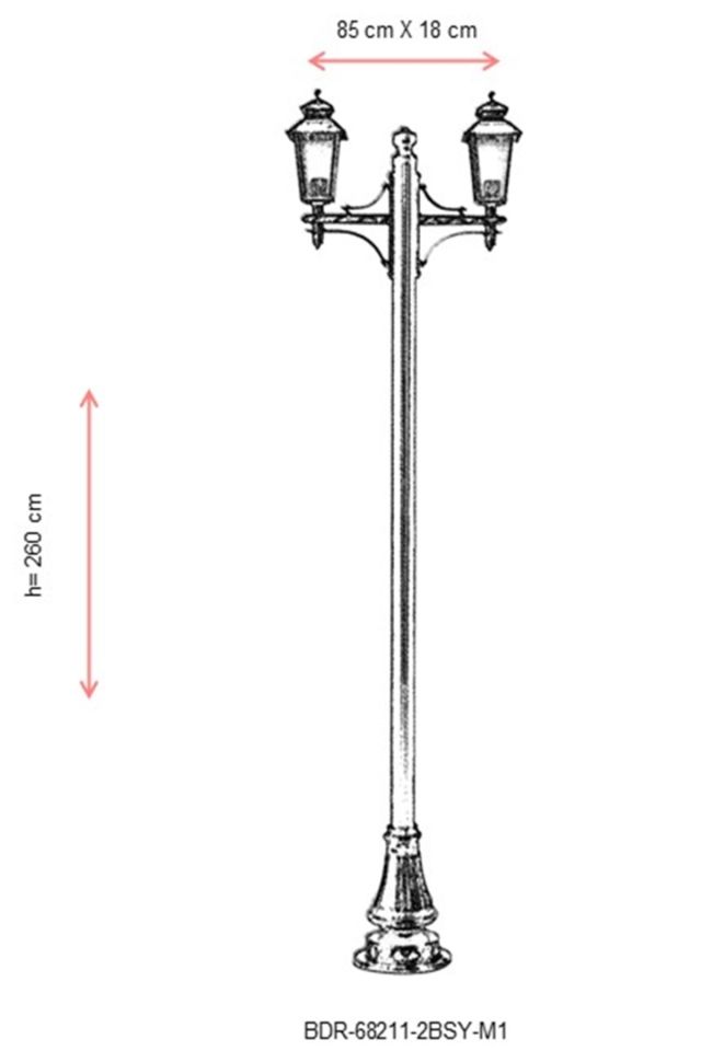 Bahçe Direkleri E27 24W 85x18cm Çelik Boru Siyah Dorbien-BDR-68211-2BSY-M1