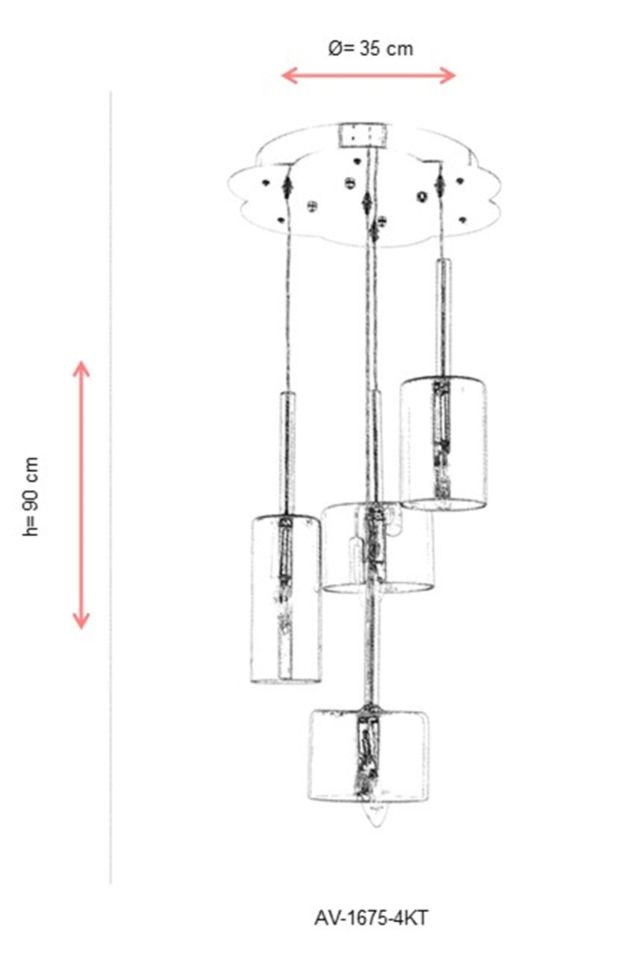 Mix Modern Avize E14 24W 35cm Metal Krom Avonni-AV-1675-4KT