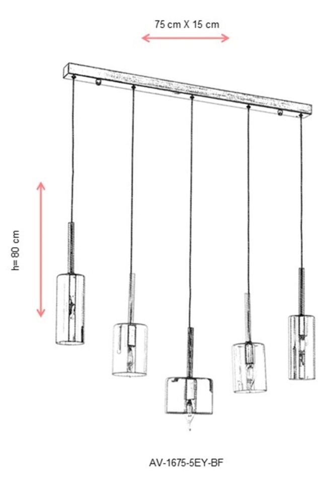 Mix Modern Avize E14 30W 70x15cm Metal Eskitme Avonni-AV-1675-5EY-BF