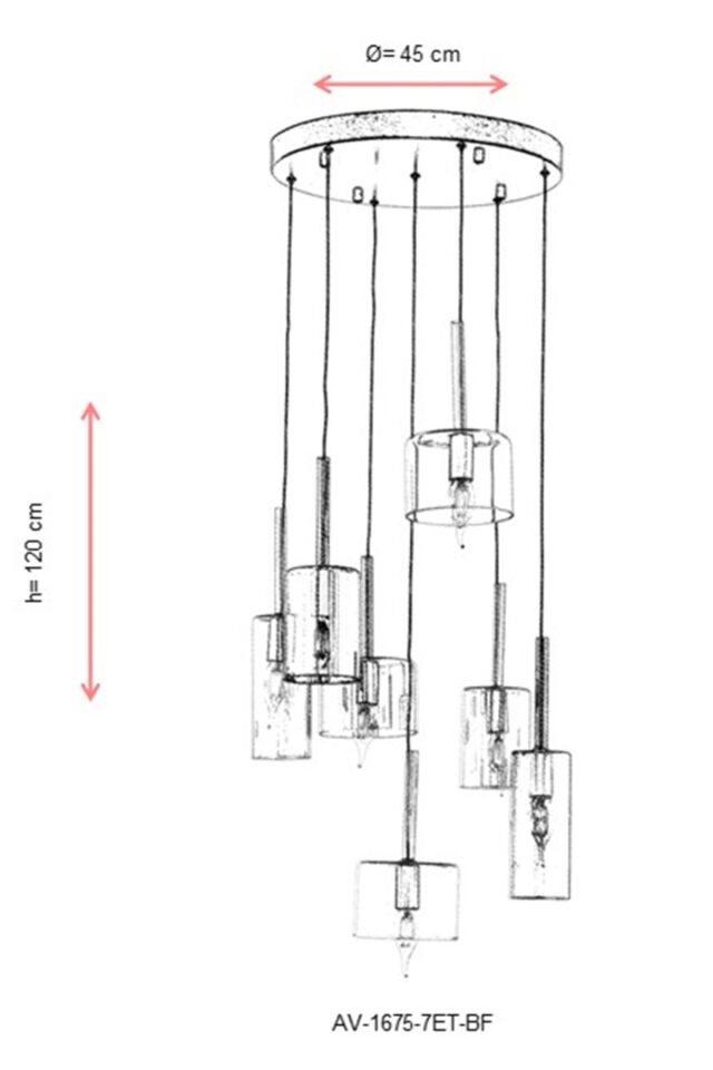 Mix Modern Avize E14 42W 45cm Metal Eskitme Avonni-AV-1675-7ET-BF