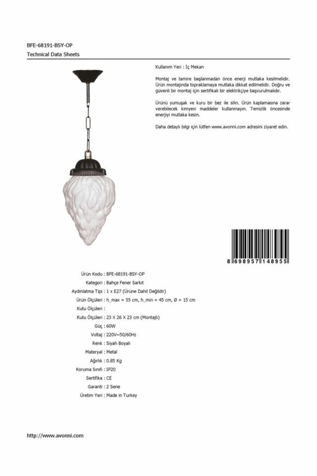 Bahçe Fenerleri E27 12W 15cm ABS Siyah Dorbien-BFE-68191-BSY-OP