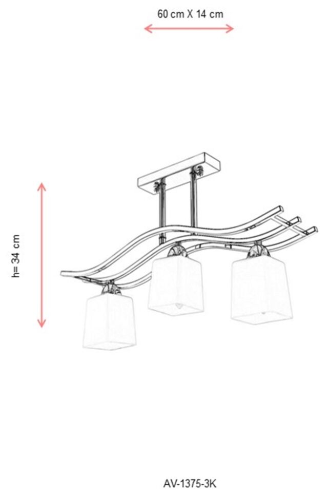 Sevda Modern Avize E14 18W 60x14cm Metal Krom Avonni-AV-1375-3K