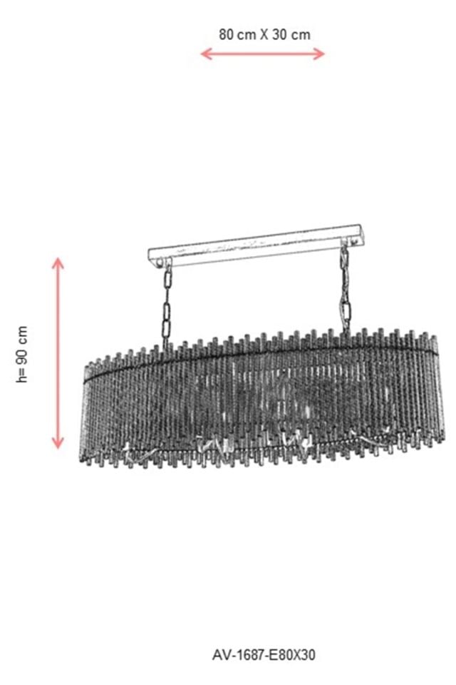 Stick Modern Avize E14 36W 80x30cm Metal Eskitme Avonni-AV-1687-E80X30
