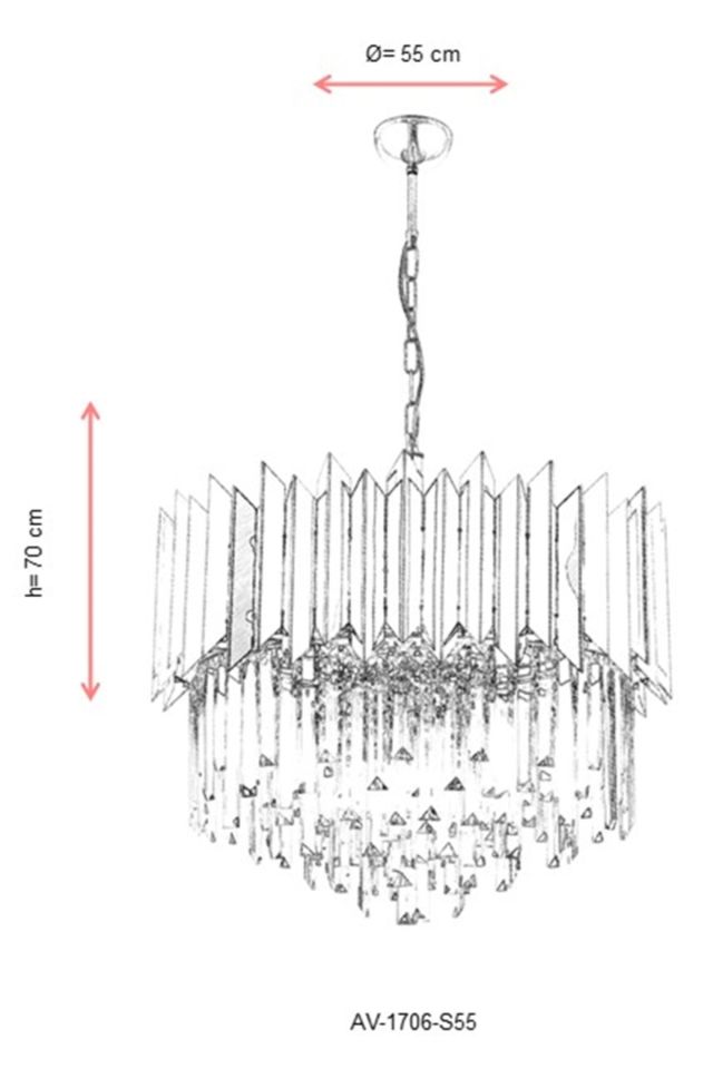 Leyla Modern Avize E27 72W 55cm Metal Sarı Avonni-AV-1706-S55