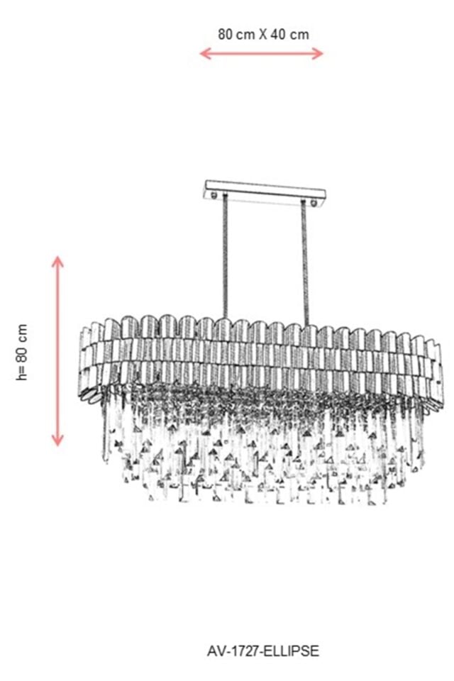 City Klasik Avize E27 84W 80x40cm Metal Eskitme Avonni-AV-1727-ELLIPSE