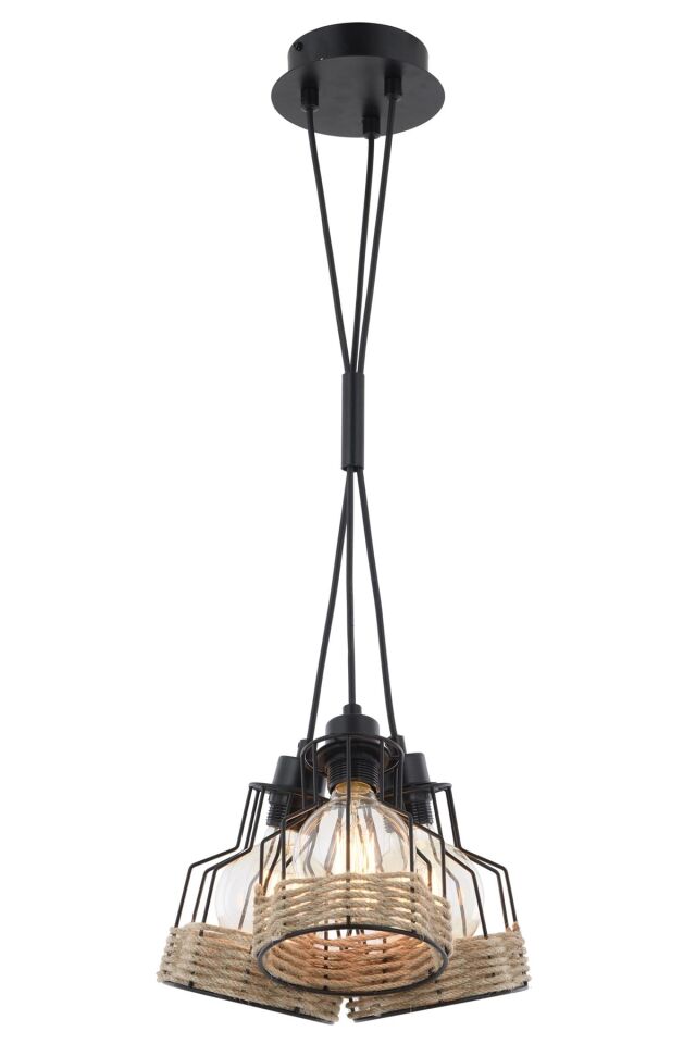 Hira Modern Avize E27 36W 32cm Metal Siyah Avonni-AV-1584-3T-BSY