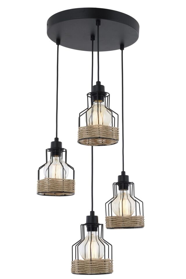 Hira Modern Avize E27 48W 40cm Metal Siyah Avonni-AV-1584-4T-BSY