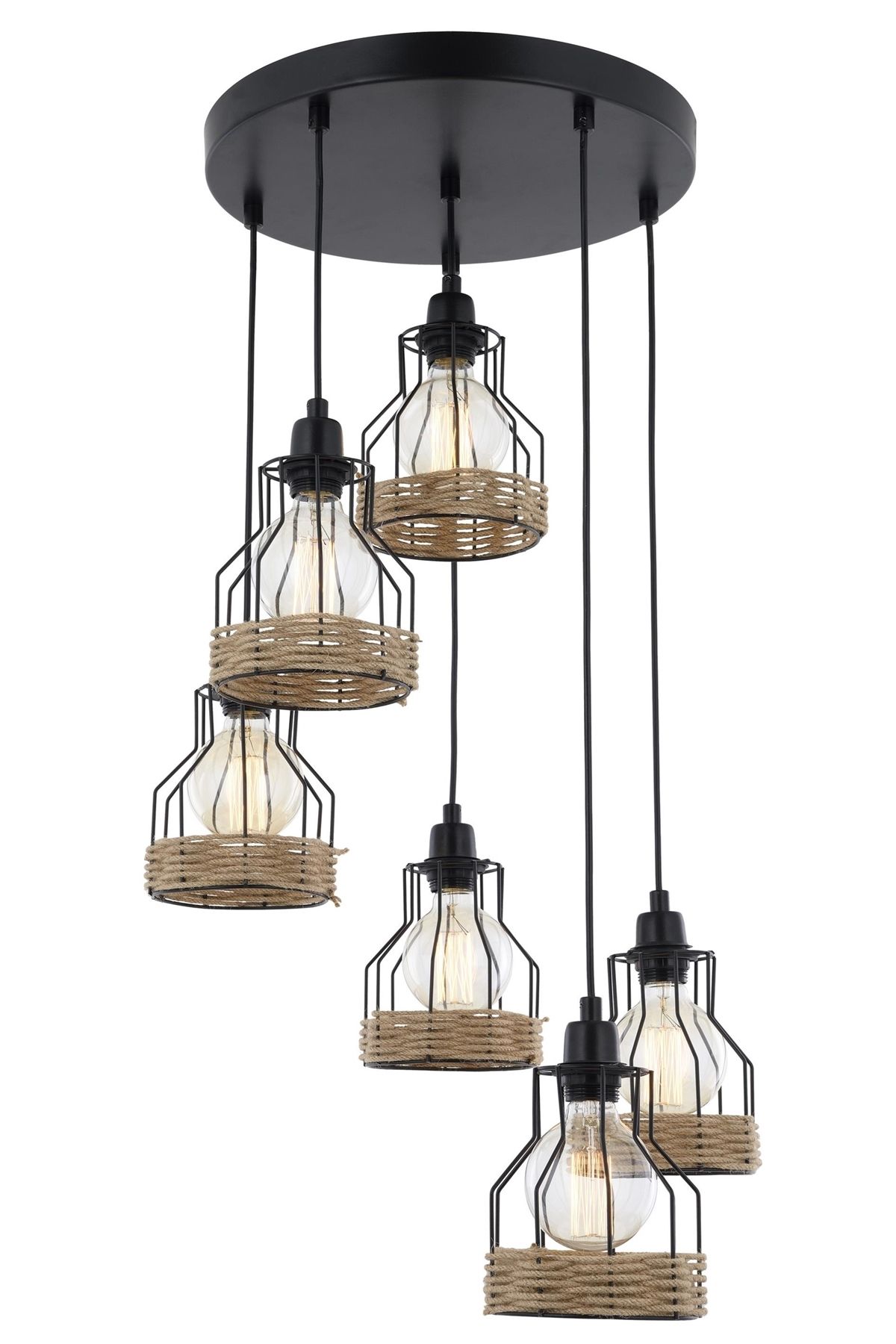 Hira Modern Avize E27 72W 55cm Metal Siyah Avonni-AV-1584-6T-BSY