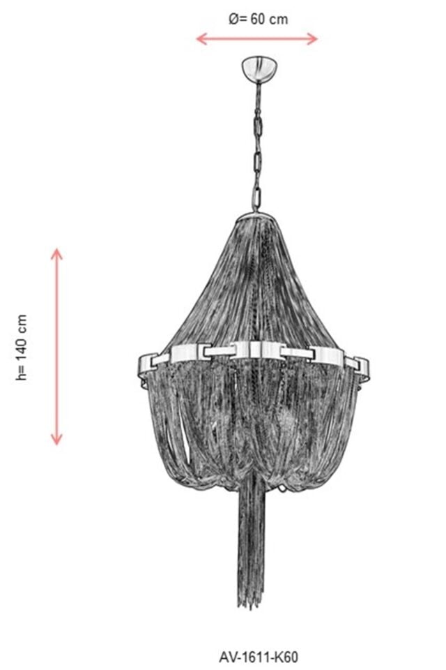 Dilruba Klasik Avize E14 36W 60cm Metal Krom Avonni-AV-1611-K60