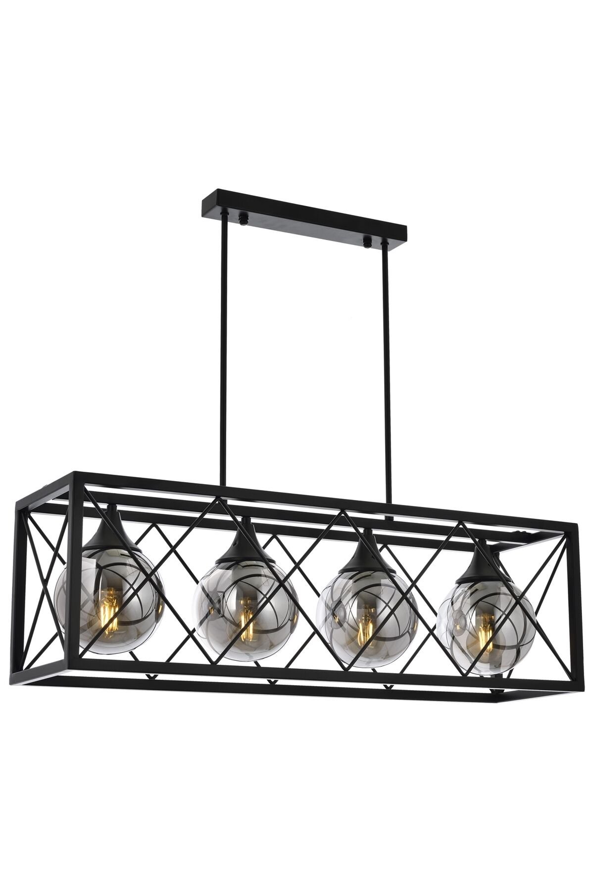 X Modern Avize E27 48W 80x25cm Metal Siyah Avonni-AV-1732-4Y-BSY