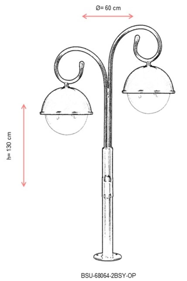 Bahçe Set Üstü Aydınlatma E27 24W 60cm Alüminyum Siyah Dorbien-BSU-68064-2BSY-OP