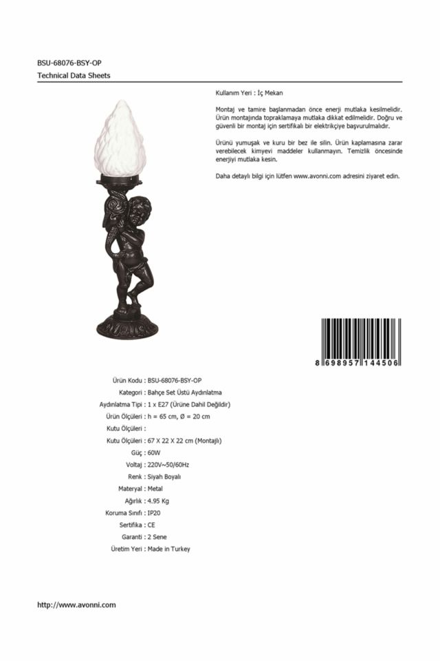 Bahçe Set Üstü Aydınlatma E27 12W 20cm Alüminyum Siyah Dorbien-BSU-68076-BSY-OP