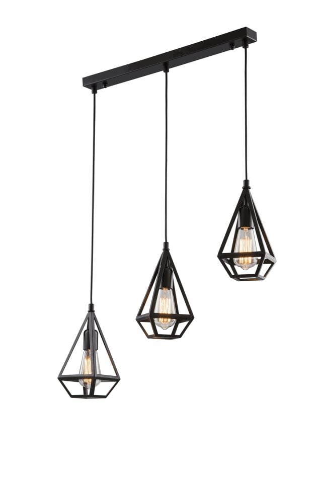 Vista Modern Avize E27 36W 55x13cm Metal Siyah Avonni-AV-1616-3Y-BSY