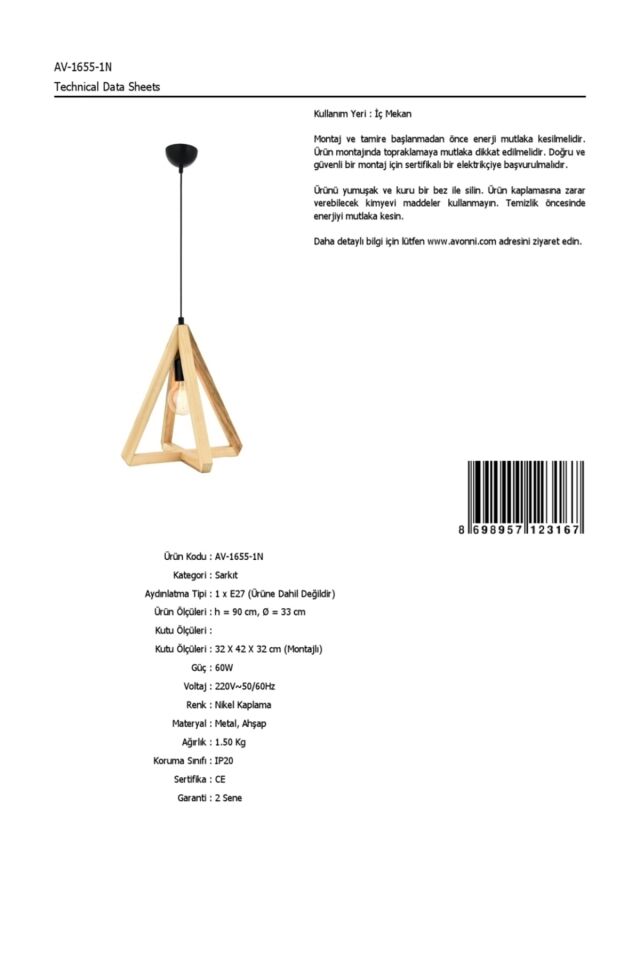 Juno Modern Avize E27 12W 33cm Metal Nikel Avonni-AV-1655-1N