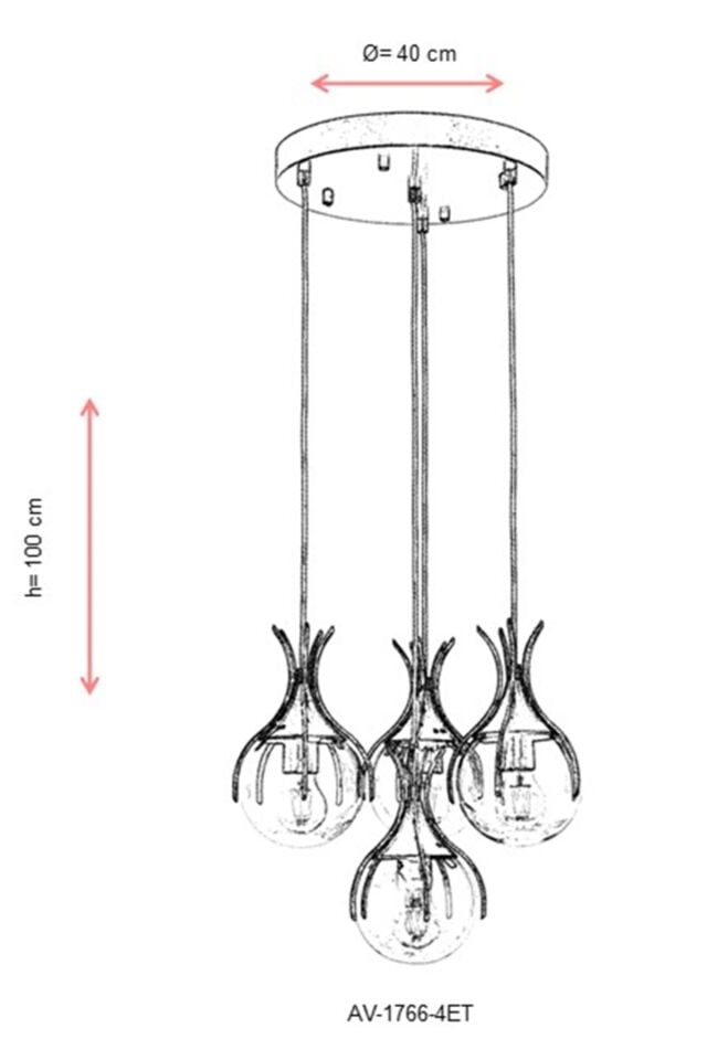 Kasım Modern Avize E27 48W 40cm Metal Eskitme Avonni-AV-1766-4ET