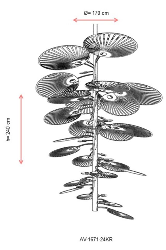 Pilea Modern Avize E14 144W 170cm Metal Kırmızı Avonni-AV-1671-24KR