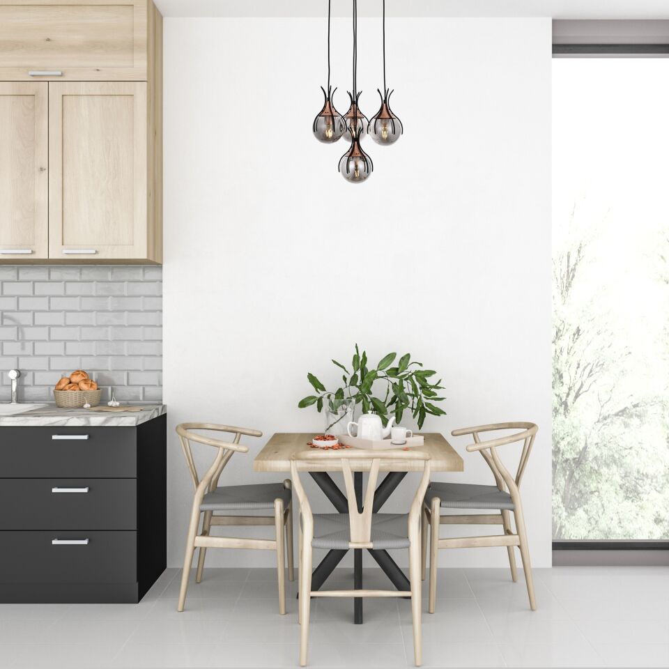 Kasım Modern Avize E27 48W 40cm Metal Siyah Avonni-AV-1766-4T-BSY