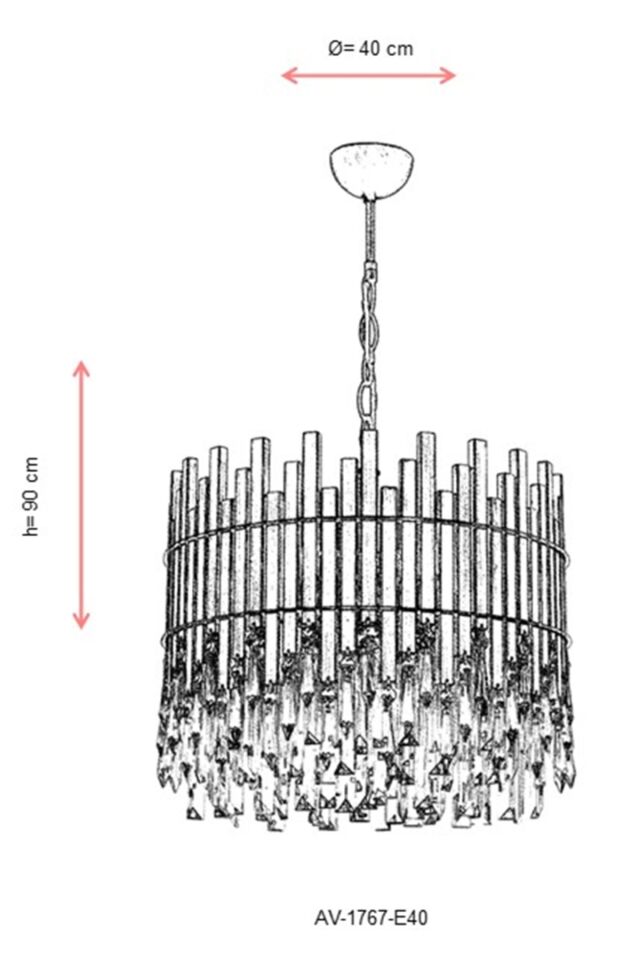 Ekin Klasik Avize E27 72W 40cm Metal Eskitme Avonni-AV-1767-E40