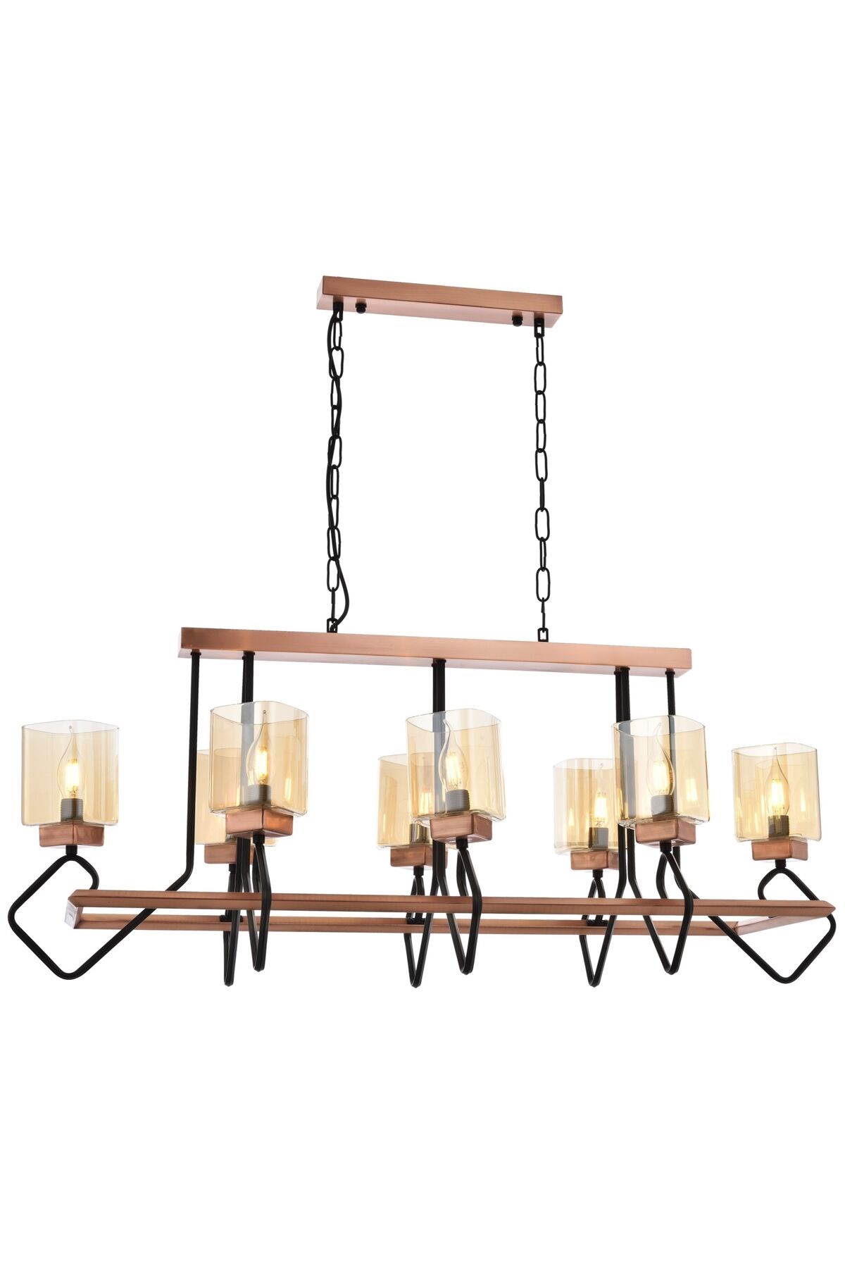 Konsey Modern Avize E14 48W 105x40cm Metal Siyah Avonni-AV-1740-8BSY-YM