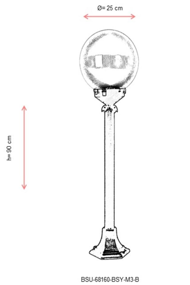 Bahçe Set Üstü Aydınlatma E27 12W 25cm ABS Siyah Dorbien-BSU-68160-BSY-M3-B