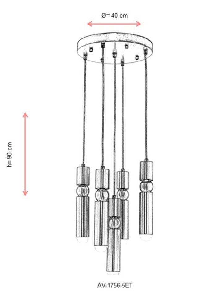 Spray Modern Avize LED 20W 40cm Metal Eskitme Avonni-AV-1756-5ET