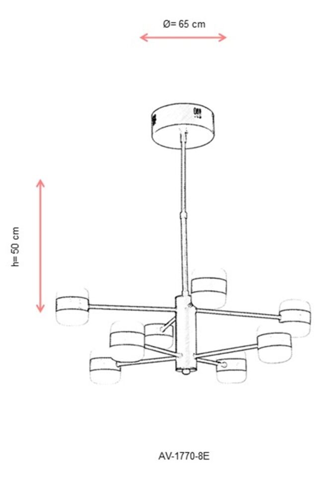 Roll Modern Avize LED 80W 65cm Metal Eskitme Avonni-AV-1770-8E