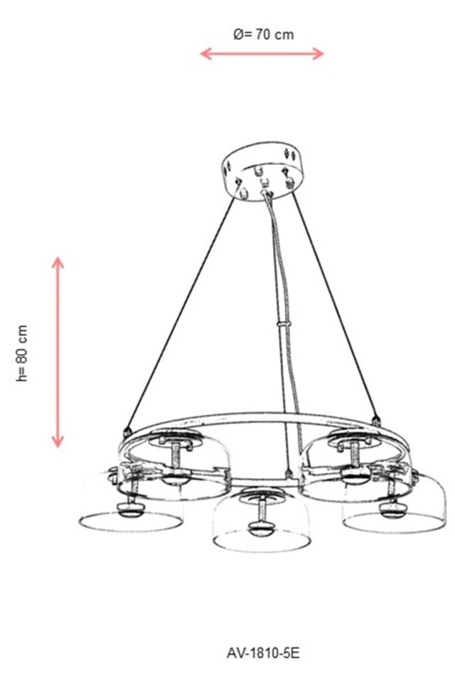 Latvian Modern Avize LED 25W 70cm Metal Eskitme Avonni-AV-1810-5E