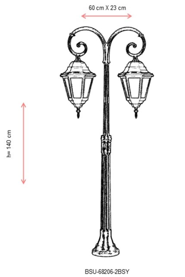 Bahçe Set Üstü Aydınlatma E27 24W 60x23cm Alüminyum Siyah Dorbien-BSU-68206-2BSY