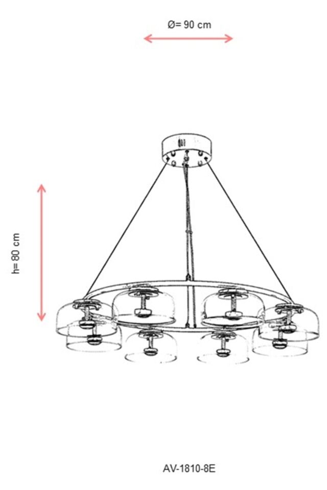 Latvian Modern Avize LED 40W 90cm Metal Eskitme Avonni-AV-1810-8E