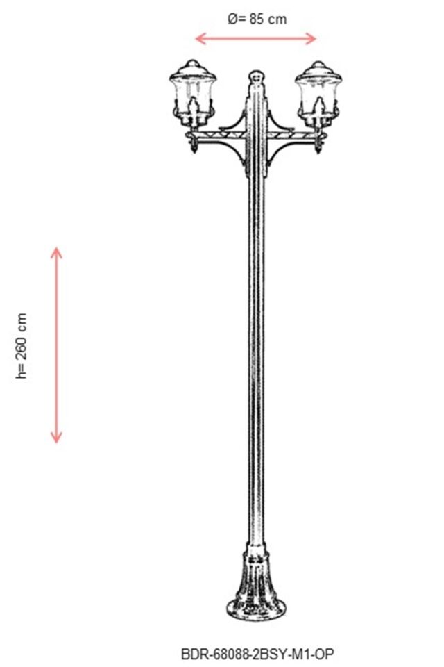 Bahçe Direkleri E27 24W 85cm Alüminyum Siyah Dorbien-BDR-68088-2BSY-M1-OP